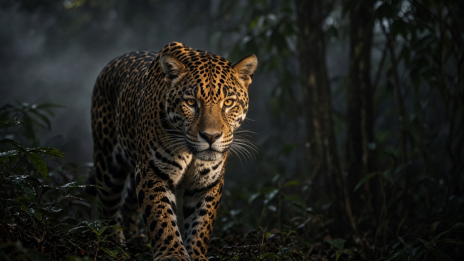 Jaguar in rainforest